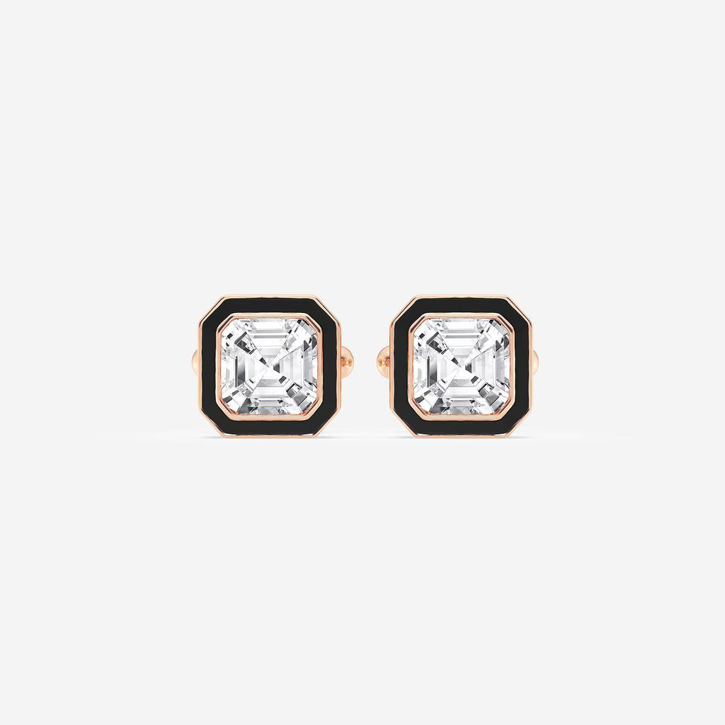 Black Enamel Asscher Cufflinks image
