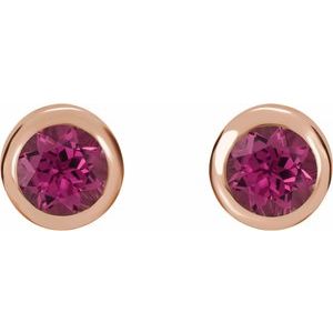 Round Bezel-Set Birthstone Stud Earrings