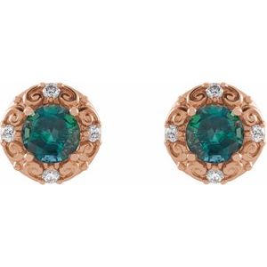 Round 4-Prong Halo-Style Earrings