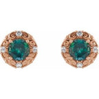 Round 4-Prong Halo-Style Earrings