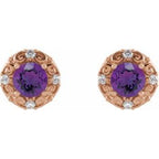 Round 4-Prong Halo-Style Earrings