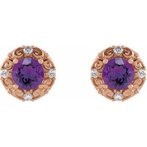 Round 4-Prong Halo-Style Earrings