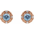 Round 4-Prong Halo-Style Earrings