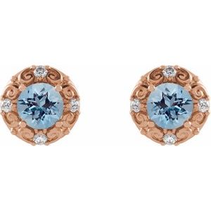Round 4-Prong Halo-Style Earrings