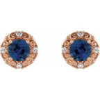 Round 4-Prong Halo-Style Earrings