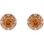 Round 4-Prong Halo-Style Earrings