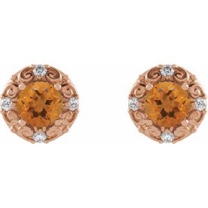 Round 4-Prong Halo-Style Earrings