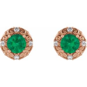 Round 4-Prong Halo-Style Earrings