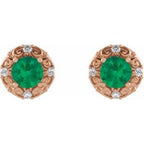 Round 4-Prong Halo-Style Earrings