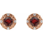 Round 4-Prong Halo-Style Earrings