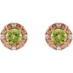 Round 4-Prong Halo-Style Earrings