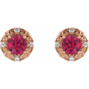 Round 4-Prong Halo-Style Earrings