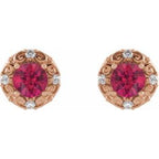 Round 4-Prong Halo-Style Earrings