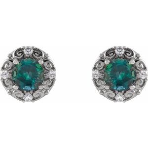 Round 4-Prong Halo-Style Earrings