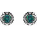 Round 4-Prong Halo-Style Earrings