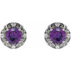 Round 4-Prong Halo-Style Earrings