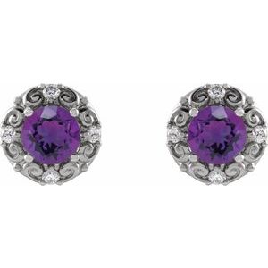 Round 4-Prong Halo-Style Earrings