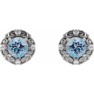 Round 4-Prong Halo-Style Earrings