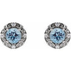 Round 4-Prong Halo-Style Earrings