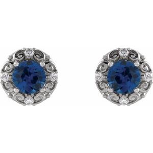 Round 4-Prong Halo-Style Earrings