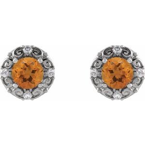 Round 4-Prong Halo-Style Earrings