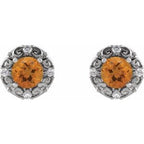 Round 4-Prong Halo-Style Earrings