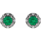 Round 4-Prong Halo-Style Earrings