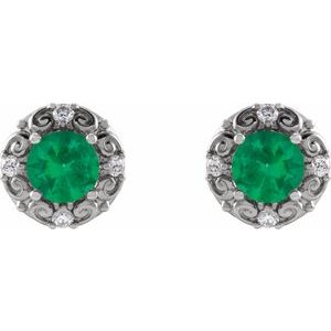 Round 4-Prong Halo-Style Earrings