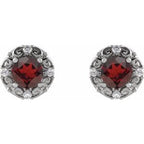 Round 4-Prong Halo-Style Earrings