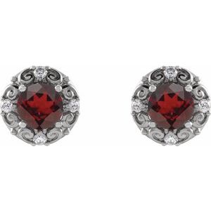 Round 4-Prong Halo-Style Earrings