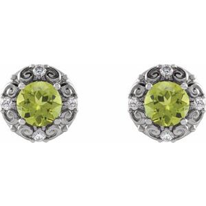 Round 4-Prong Halo-Style Earrings