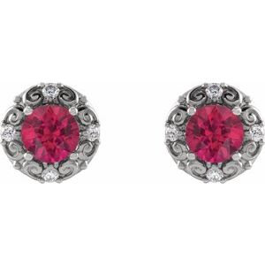 Round 4-Prong Halo-Style Earrings