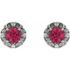 Round 4-Prong Halo-Style Earrings