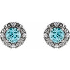 Round 4-Prong Halo-Style Earrings