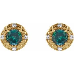 Round 4-Prong Halo-Style Earrings