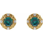 Round 4-Prong Halo-Style Earrings