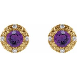 Round 4-Prong Halo-Style Earrings