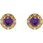 Round 4-Prong Halo-Style Earrings