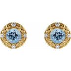 Round 4-Prong Halo-Style Earrings
