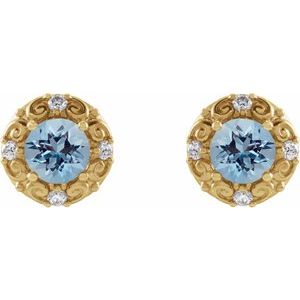 Round 4-Prong Halo-Style Earrings