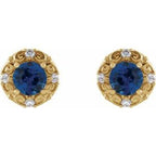 Round 4-Prong Halo-Style Earrings
