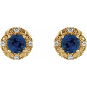 Round 4-Prong Halo-Style Earrings