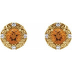 Round 4-Prong Halo-Style Earrings