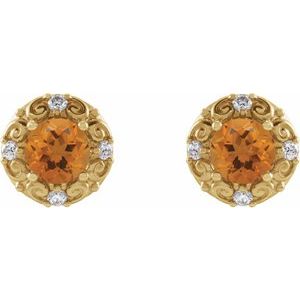 Round 4-Prong Halo-Style Earrings