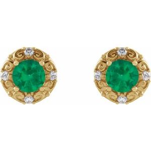 Round 4-Prong Halo-Style Earrings