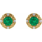 Round 4-Prong Halo-Style Earrings