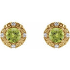 Round 4-Prong Halo-Style Earrings