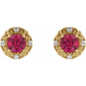 Round 4-Prong Halo-Style Earrings