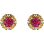 Round 4-Prong Halo-Style Earrings