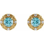 Round 4-Prong Halo-Style Earrings